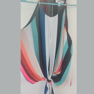 Express Striped Tie Front Dressy Tank Top Small